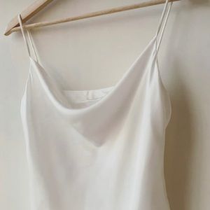 White silky cowl neck camisole